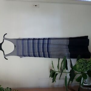 Vince scoop neck sleeveless Maxi dress, striped, gray blue, women's size medium
